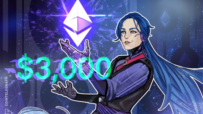 ETH Treasury Buys and ETF Flows Back Ether Rally Toward $3K