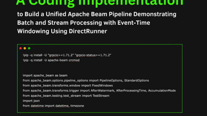 A Coding Implementation to Build a Unified Apache Beam Pipeline Demonstrating Batch and Stream Processing with Event-Time Windowing Using DirectRunner