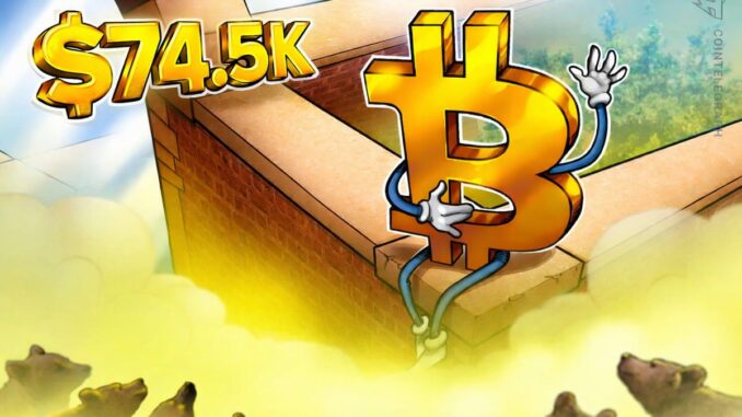 Bitcoin Bull Market May Restart If $74.5K Is Broken