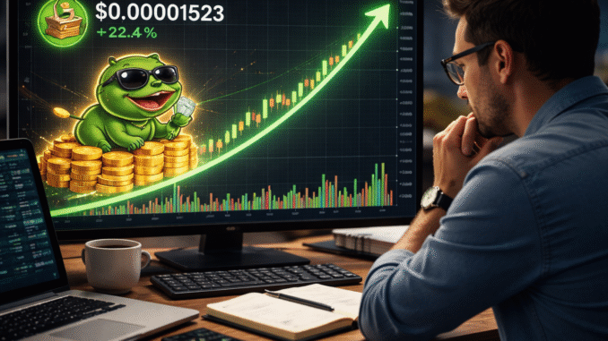 A trader analyzing a bullish PEPE chart